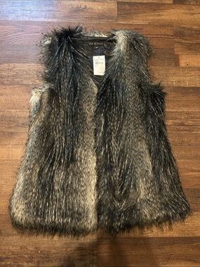 NWT Via Spiga Faux Fur Vest - Black/Multi Women’s Size XS